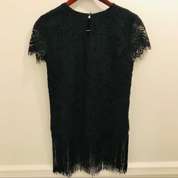 Nicole Miller Artelier Lace & Fringe Silk Top - Picture 4 of 9